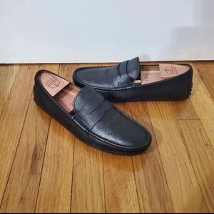 Gucci Diamante Penny Slip On Loafers Drivers Black Leather Size 9 US / 8.5 G